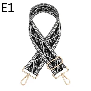 Ethnic Woven Bag Strap Replacement Adjustable Crossbody Shoulder Strap Polyester Gold Hardware Fashion Bag Accessory