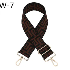 Replacement bag strap ethnic jacquard crossbody shoulder strap adjustable with gold hardware