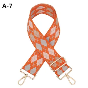 5cm wide embroidered replacement bag strap, thick ethnic style geometric strap for women purses.