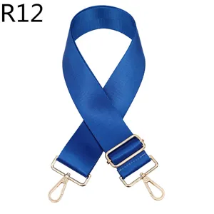 Blauwe vervangende tasband, verstelbare nylon schouderriem met gouden metalen details