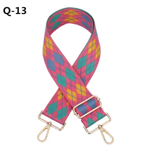 Bandoulière de Sac Tissée et Brodée Remplacement Réglable Sangle de Sac à Main Motif Géométrique Ethnique Accessoires