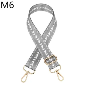 Verstellbarer Ersatz Tasche Schulterriemen grau Zickzack gewebt mit goldener Hardware