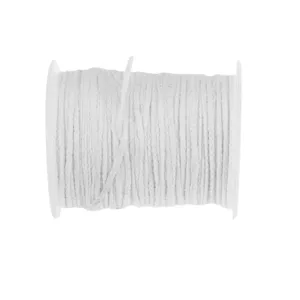Close-up detail of white braided cotton candle wick spool, ideal for diy handmade candle making.