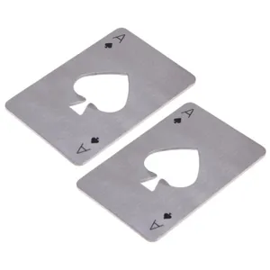 Stainless steel Ace of Spades credit card bottle opener, creative poker tool for bar.