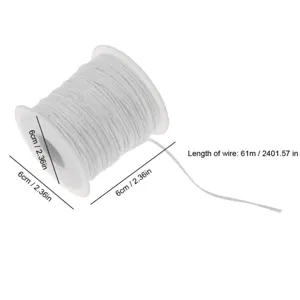 White cotton candle wick spool detail showing dimensions and 61m length for DIY crafts.