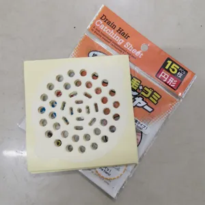 Disposable drain hair catcher stickers, 15 pieces round mesh filter for bathroom floor