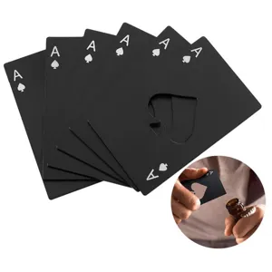 Black ace of spades credit card bottle opener, stainless steel poker beer opener tool.