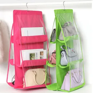Organizzatore per borse da appendere a doppia faccia con 6 tasche in tessuto non tessuto.