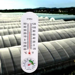 Wall-mounted greenhouse thermo-hygrometer, dual scale indoor temperature and humidity meter gauge