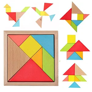 Wooden Tangram Puzzle Educational Toy Geometric Shapes Brain Teaser Montessori Learning Toy For Kids Children Gift
