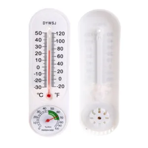 Wall-mounted indoor thermometer and hygrometer for home greenhouse and breeding use.