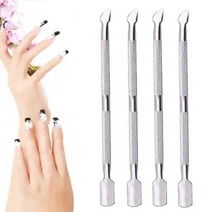 Repousse-Cuticules Double en Acier Inoxydable Outil Professionnel de Manucure Nail Art Dissolvant de Peau Morte Soin des Ongles