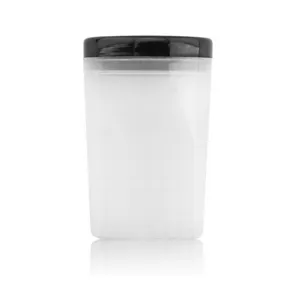 Gobelet nettoyeur de pinceau à ongles pot en plastique translucide avec couvercle noir vue détail
