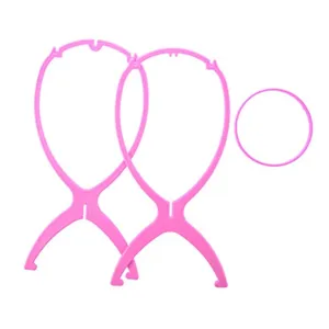 Supporto per parrucca in plastica rosa espositore rimovibile per bambola estensione capelli