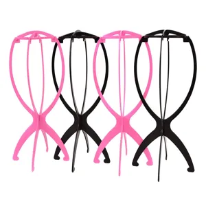 Supporto per Parrucca in Plastica Portatile Porta Parrucچین Staccabile Espositore per Styling e Conservazione Cappello Rosa Nero
