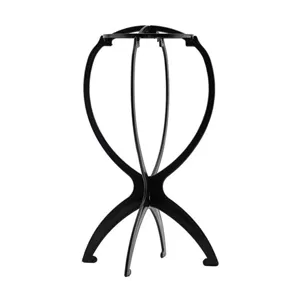 Supporto per parrucca in plastica nera portatile per extension di capelli vista dettaglio