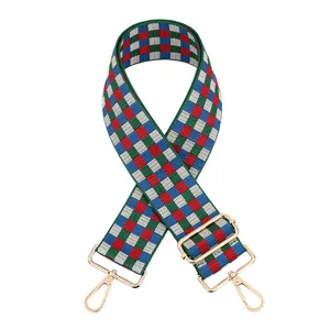 Tracolla di ricambio a quadri colorati cinturino regolabile per borse a tracolla e zaini eleganti.