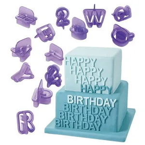 Plastic Letter Number Cookie Mold Fondant Cake Decorating Embossing Stamp Baking Tool