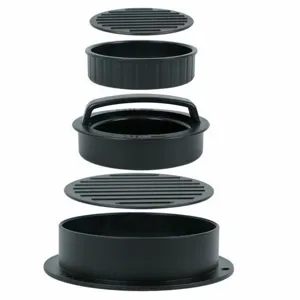ABS plastic burger press set, kitchen meat patty maker mold tool, multi-part assembly kit