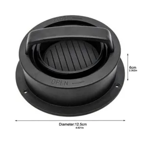 ABS plastic burger press detail showing diameter and height dimensions for kitchen cooking.