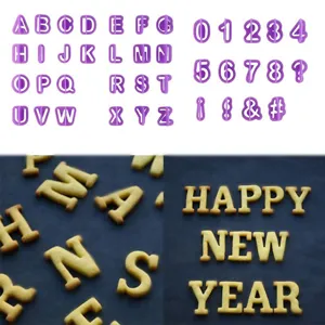 40pcs alphabet number plastic cookie cutters fondant cake decorating molds baking tools
