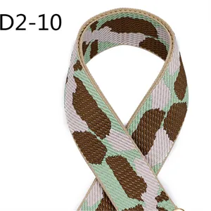 Wide camouflage jacquard webbing strap detail view, durable luggage belt texture.