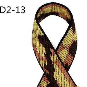 Jacquard camouflage webbing strap detail, 5cm wide ribbon for bags and garments usage.