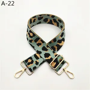 Correa de bolso con estampado de leopardo ajustable de repuesto ancha con herrajes dorados