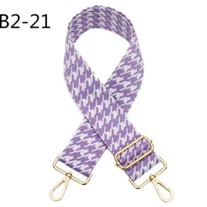 Purple houndstooth adjustable bag strap replacement with gold hardware for crossbody bags
