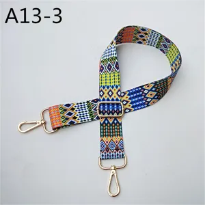 Bandouliere de sac tissée colorée motif ethnique sangle de remplacement réglable quincaillerie dorée