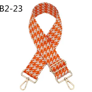 Orange houndstooth replacement bag strap adjustable shoulder crossbody purse strap for women