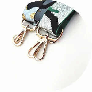 Jacquard camo replacement bag strap with gold metal swivel hooks, ethnic style chic strap.