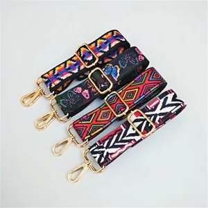 Sangle de sac large à motif coloré style ethnique remplacement bandoulière réglable pour sac