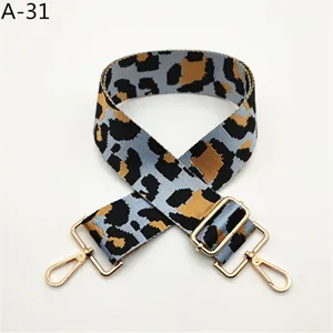 Correa de repuesto para bolso ancho jacquard leopardo ajustable con herrajes dorados