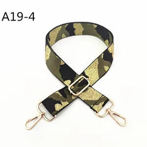 Jacquard camouflage replacement bag strap with gold metal hardware adjustable long strap for women