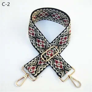 Ethnic style jacquard bag strap detail, adjustable crossbody shoulder strap replacement.