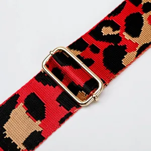 Correa de repuesto jacquard con estampado de leopardo y hebilla dorada, ajustable.