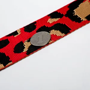 Correa de repuesto de jacquard de leopardo rojo y negro, elegante correa ajustable.