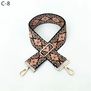 Ethnic style bag strap replacement jacquard adjustable crossbody shoulder strap with gold hardware