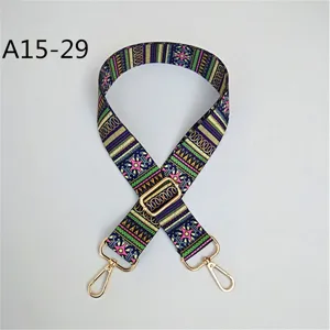 Sangle de sac large ethnique colorée de rechange pour bandoulière avec boucles dorées