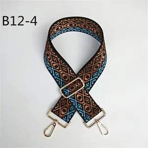 Ethnic style wide replacement shoulder strap for women bags, adjustable jacquard strap.
