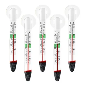 Aquarium Thermometer Floating Water Temp Gauge Glass Fish Tank 5 Pack with Suction Cup