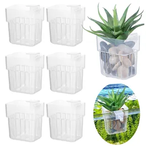 Transparent Aquarium Hydroponic Planting Basket Wall-Mounted Water Grass Cup Fish Tank Landscaping Decoration