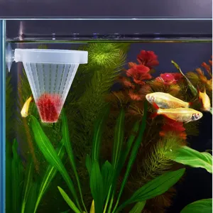 Aquarium red worm feeder cone funnel fish tank feeding cup for bloodworms live food setup detail view