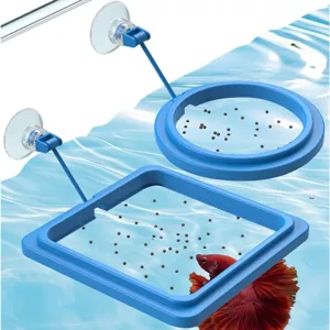 Fish tank feeding ring aquarium floating feeder square round with suction cup for small fish
