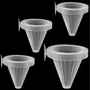 Clear plastic fish tank bloodworm feeder cone funnel food cup with suction cup for aquarium use