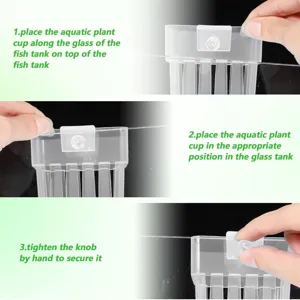 Transparent aquarium plant holder, wall-mounted aquatic cup for fish tank green landscaping.