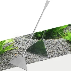 Stainless steel aquarium sand flattener scraper tool for fish tank aquatic plant cleaning.