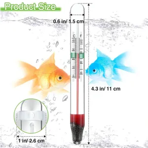 Aquarium glass floating water thermometer with suction cup and iron sand ballast for fish tank use
