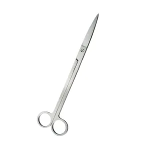 Stainless steel aquarium plant scissors straight design for aquascaping and fish tank care.